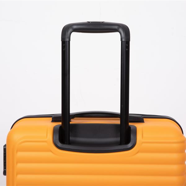 3 Piece Luggage Sets ABS Lightweight Suitcase with Two Hooks, Spinner Wheels, TSA Lock, (20/24/28) ORANGE