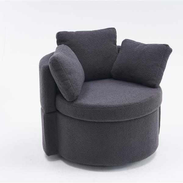 Fabric Swivel And Storage Chair With Back Cushion For Living Room,Dark Gray