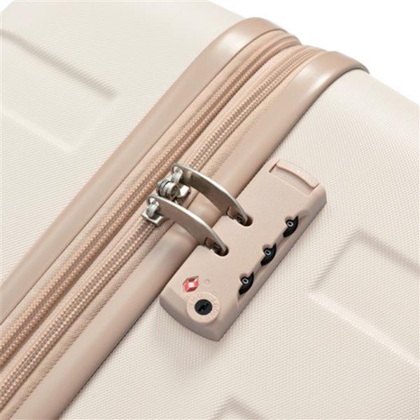 Luggage Sets New Model Expandable ABS Hardshell 3pcs Clearance Luggage Hardside Lightweight Durable Suitcase sets Spinner Wheels Suitcase with TSA Lock 20''24''28''( Ivory and lden)