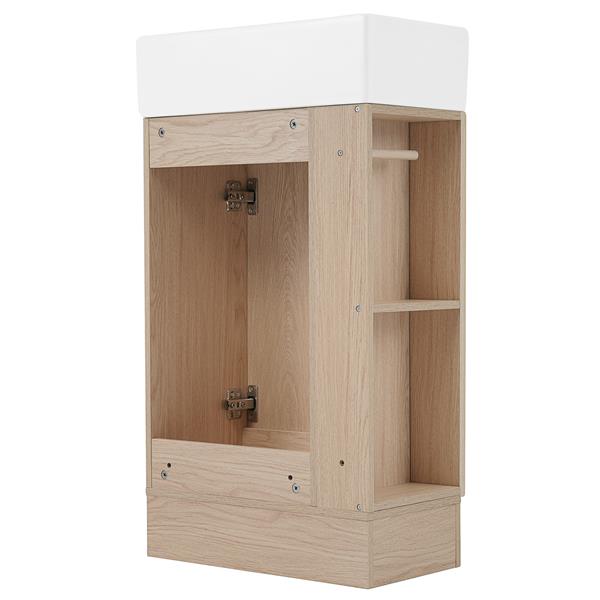 18.6" Bathroom Vanity with Sink, Bathroom Vanity Cabinet with Two-tier Shelf, Left or Right Orientation, Natural