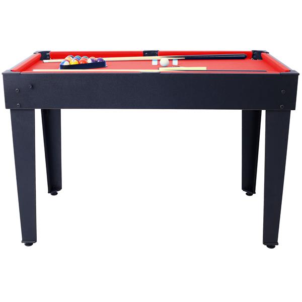 5-in-1 Multi-Game Table - Billiards, Push Hockey, Foosball, Ping Pong, and Basketball black/red