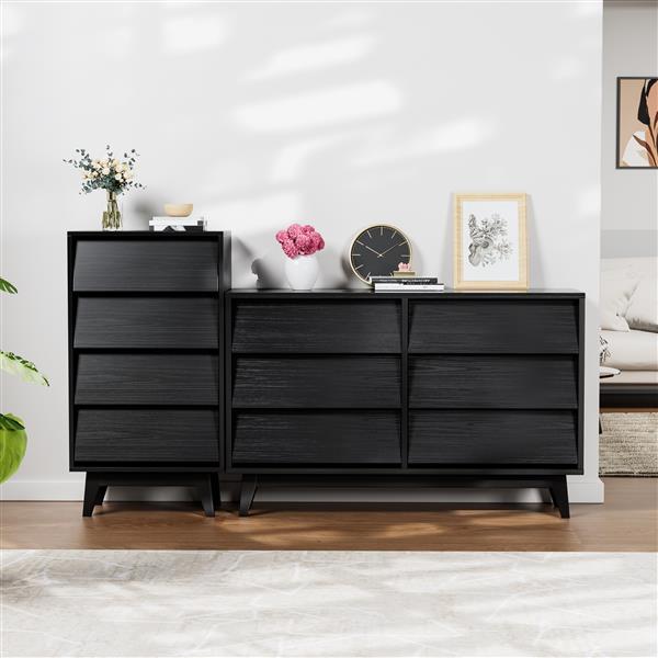 4 Drawer Double Dresser Features Vintage-style and Bevel Design