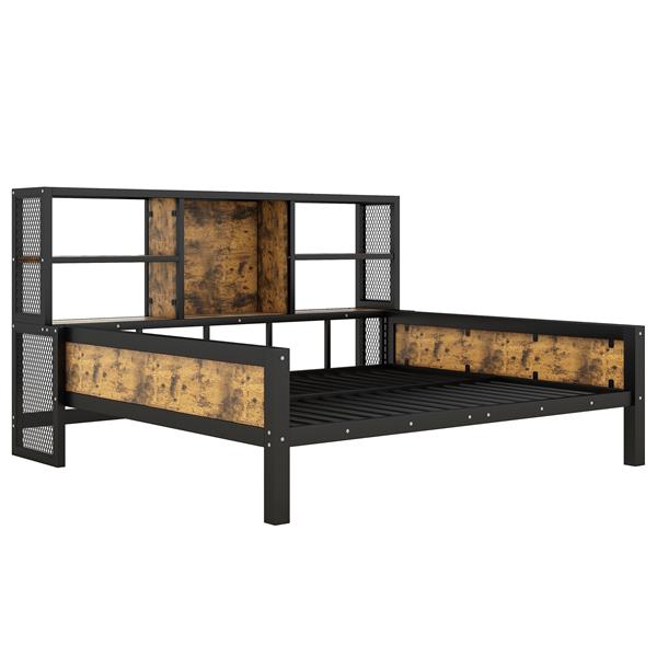 Full Size Cabin Daybed with Storage Shelves, Metal