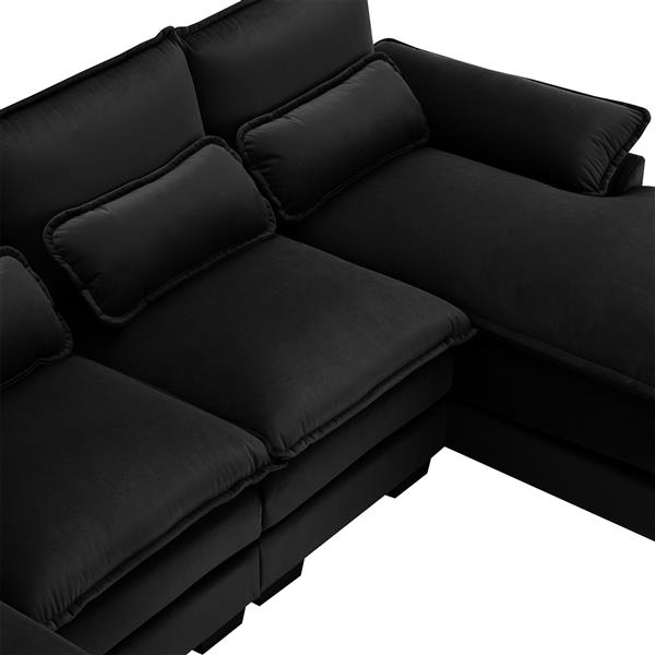 [VIDEO provided][New]110*55" Modern U-shaped Sectional Sofa with Waist Pillows,6-seat Upholstered Symmetrical Sofa Furniture,Sleeper Sofa Couch with Chaise Lounge for Living Room,Apartment,Black