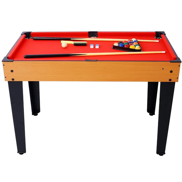 5-in-1 Multi-Game Table - Billiards, Push Hockey, Foosball, Ping Pong, and Basketball  brown/red