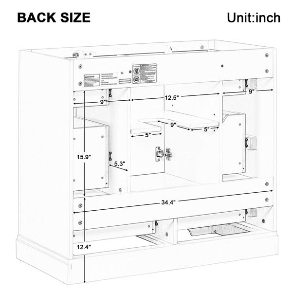 36" Bathroom Vanity with Sink Combo, Six Drawers, Multi-Functional Drawer Divider, Adjustable Shelf, Green