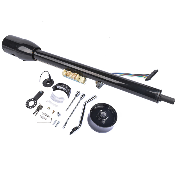 32" Black Stainless Automatic Tilt Steering Column Shift with Key, Adapter