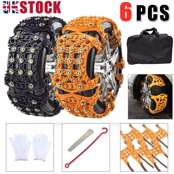 6Pcs Anti-skid Mud Ice Snow Chains Winter Safety For Car / SUV / Truck Tire Tyre