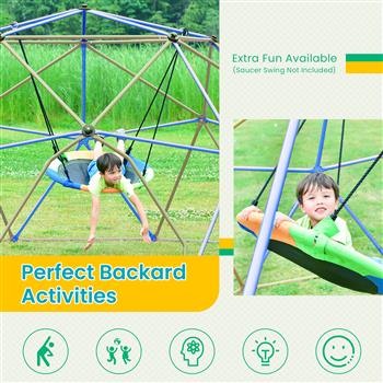 Kids Climbing Dome Tower - 12 ft Jungle Gym Geometric Playground Dome Climber Monkey Bars Play Center, Rust & UV Resistant Steel Supporting 1000 LBS