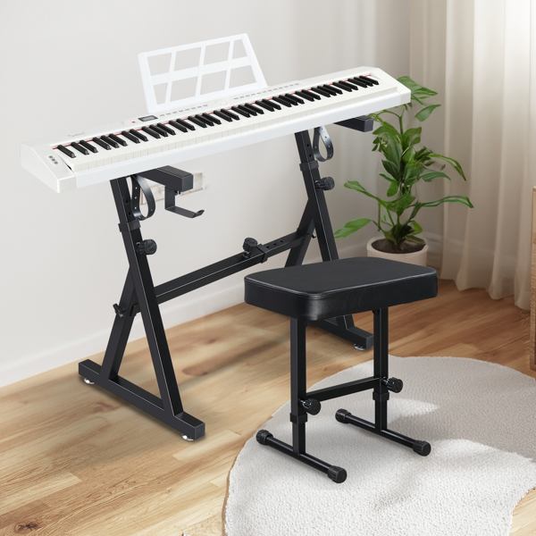 【Do Not Sell on Amazon】 Portable Heavy Duty Piano Z Style Stand Adjustable Height and Width, and Bench Set for 54-88 Key Electric Pianos