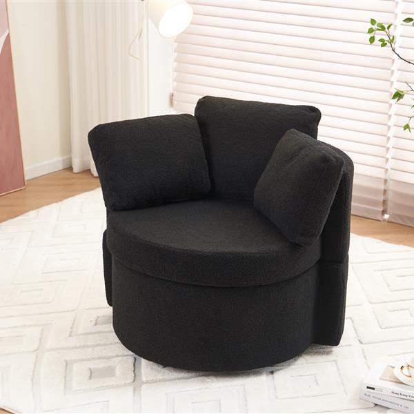 Fabric Swivel And Storage Chair With Back Cushion For Living Room,Black