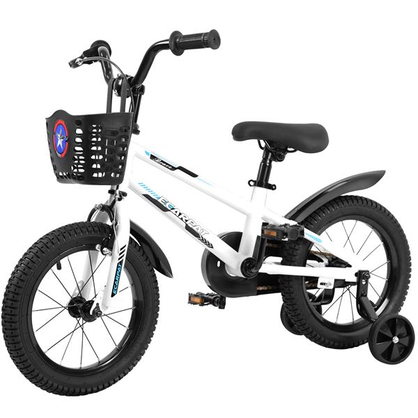 Kids Bike 16 inch for Boys & Girls with Training Wheels, Freestyle Kids' Bicycle with Bell,Basket and fender.