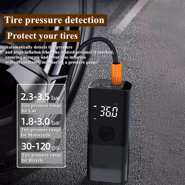 Portable Full Touch Screen Car Air Pump Wireless Tire Inflatable Pump Inflator Air Compressor Pump with LED Lighting for Car/Motorcycle/Bicycle/Balls