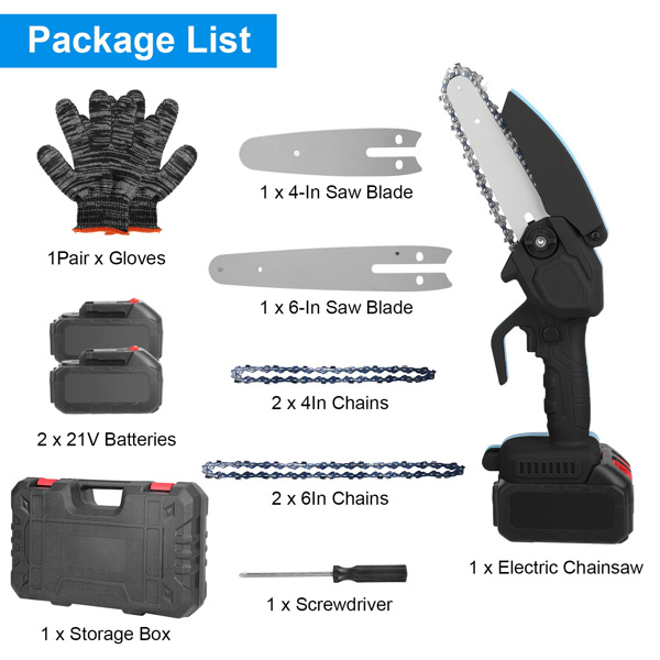 Mini 4In&6In Two Sizes Chainsaws Super Handheld Rechargeable Chain Saw With mini chain saw is an excellent tool Small Electric Chainsaws Battery Powered For Wood/Trees Cutting No shipments on weekend