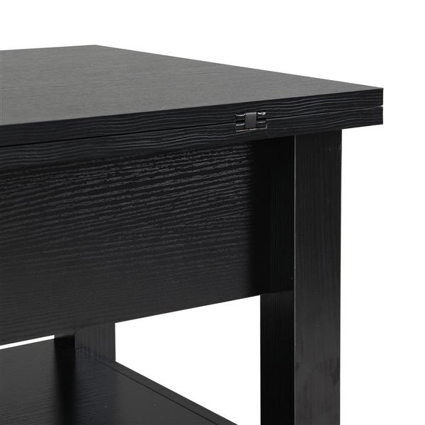 [VIDEO provided] Lift Top Coffee Table, Multi-Functional Coffee Table with Open Shelves, Modern Lift Tabletop Dining Table for Living Room, Home Office, Black