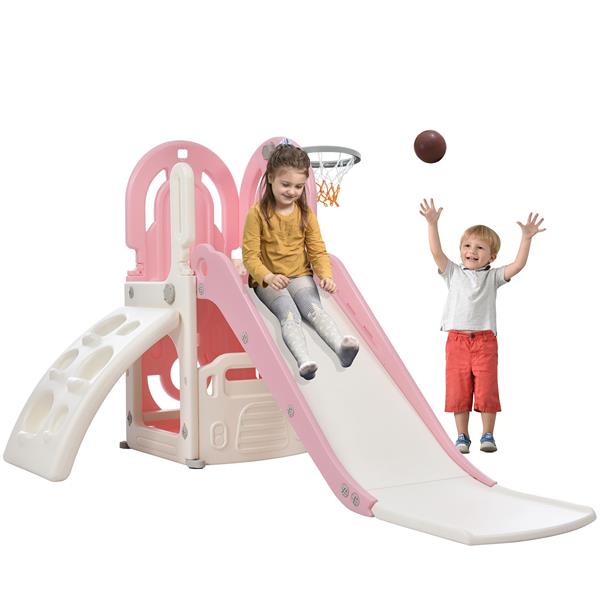 Toddler Climber and Slide Set 4 in 1, Kids Playground Climber  Slide Playset with Basketball Hoop Play Combination for Babies Indoor & Outdoor