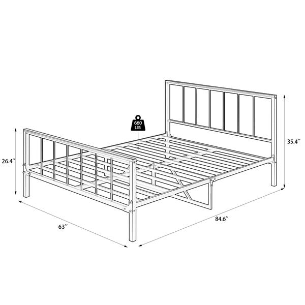 Metal Platform Bed frame with Headboard and Footboard,Sturdy Metal Frame,No Box Spring Needed(Queen)