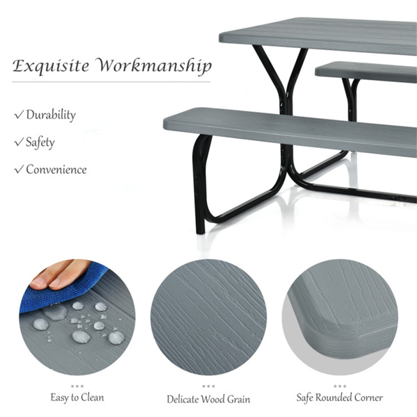 Picnic Table Bench Set Gray