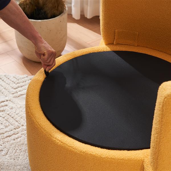 Fabric Swivel And Storage Chair With Back Cushion For Living Room,Yellow