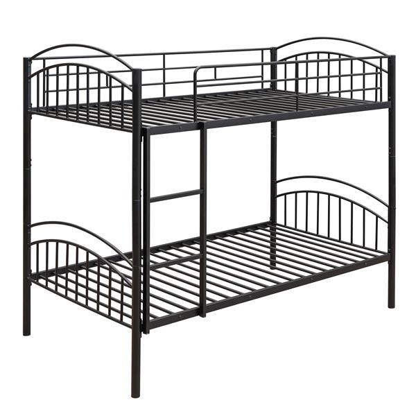 Twin Over Twin Metal Bunk Bed,Divided into Two Beds(Black)