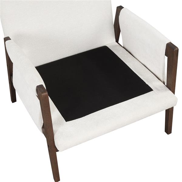 Mid-Century Modern Velvet Leisure Chair with Solid Wood and Thick Seat Cushion for Living Room,Bedroom,Studio,White