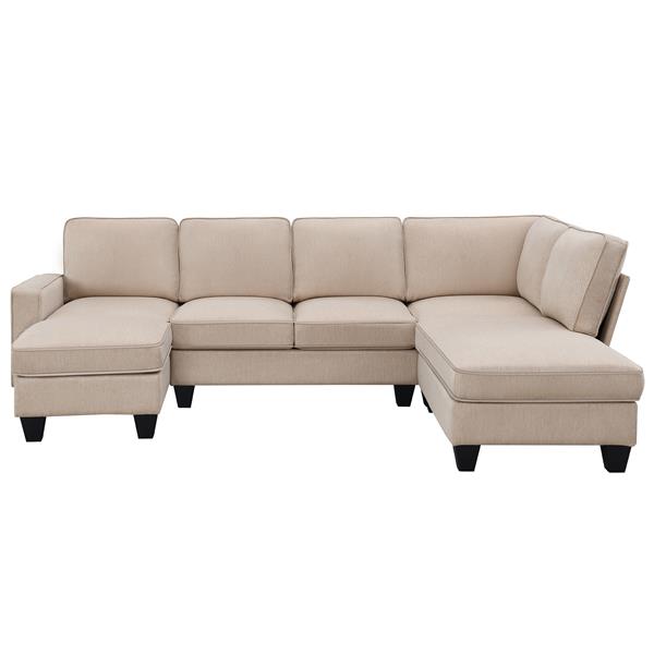 [VIDEO provided] [New] 104.3*78.7" Modern L-shaped Sectional Sofa,7-seat Linen Fabric Couch Set with Chaise Lounge and Convertible Ottoman for Living Room,Apartment,Office,3 Colors