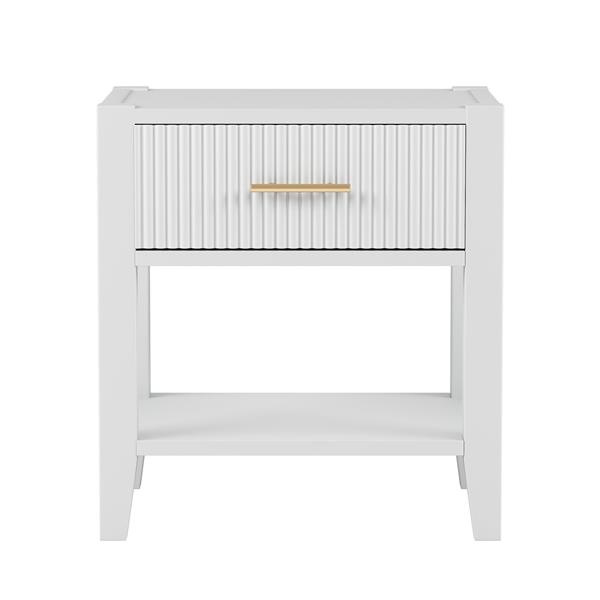 Wooden Nightstand with a Drawer and an Open Storage, End Table for Bedroom, White