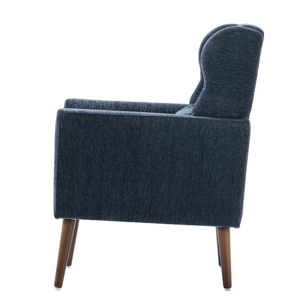 Modern Chair,Chenille Arm Chairs for Living Room,Upholstered Mordern Armchair,Comfy Soft Padded Lounge Chair in Small Space, Bedroom, w/Pillow, Solid Wood Leg (Dark Blue)