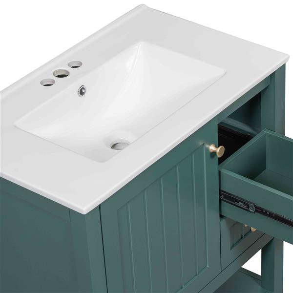 30inch Transitional Style Bathroom Vanity Cabinet Combo with Ceramic Sink