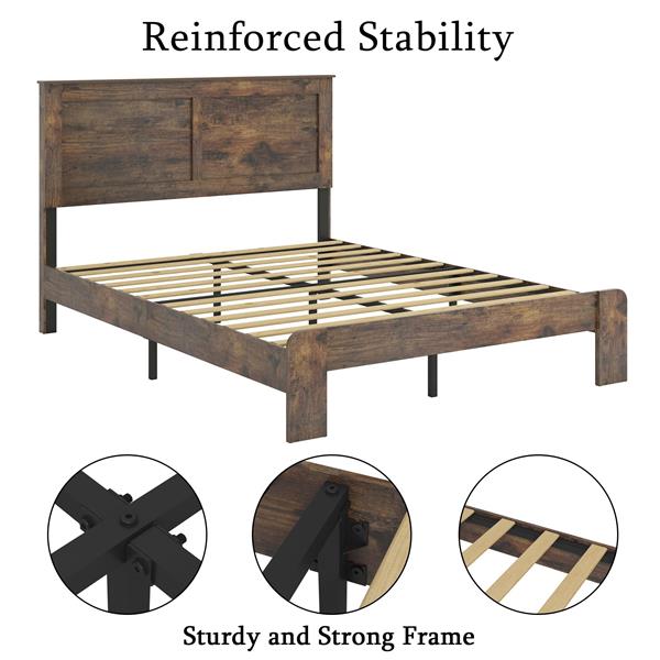 Bed Frame Full Size, Wood Platform Bed Frame , Noise Free,No Box Spring Needed and Easy Assembly Tool,Large Under Bed Storage,Dark Brown