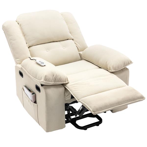 Massage Recliner,Power Lift Chair for Elderly with Adjustable Massage and Heating Function,Recliner Chair with Infinite Position and Side Pocket for Living Room ,Beige