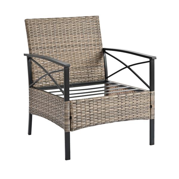 Patio Furniture, Outdoor Furniture, Seasonal PE Wicker Furniture, Four Set Wicker Furniture With Black Metal Table