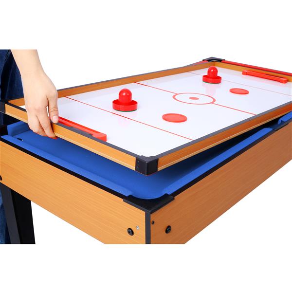 5-in-1 Multi-Game Table - Billiards, Push Hockey, Foosball, Ping Pong, and Basketball  brown /blue