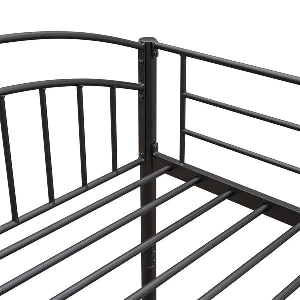 Twin Over Twin Metal Bunk Bed,Divided into Two Beds(Black)