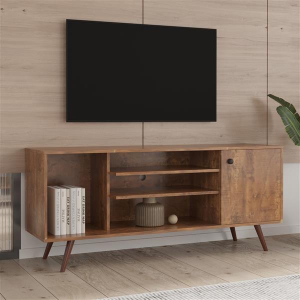 TV Stand Use in Living Room Furniture with 1 storage and 2 shelves Cabinet, high quality particle board,Walnut