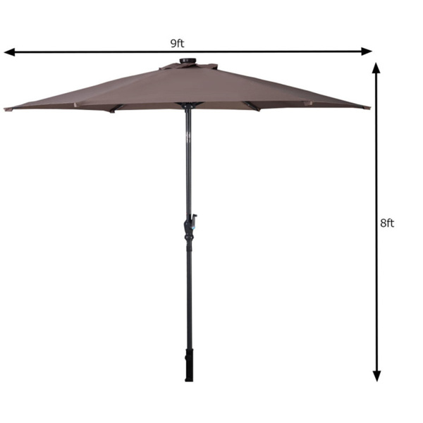 9 Feet LED Solar Umbrella 