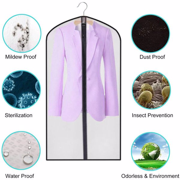 10XTranslucent Garment Cover Dress Suit Coat Protector Dustproof Zip Storage Bag