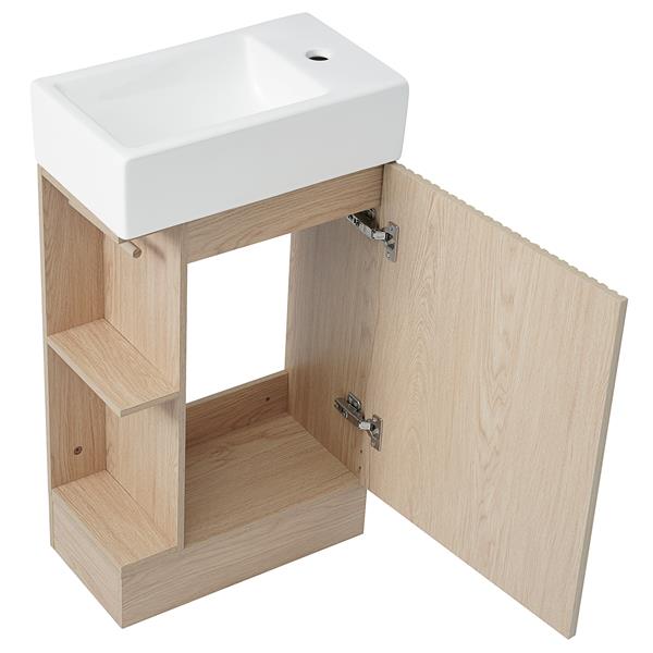 18.6" Bathroom Vanity with Sink, Bathroom Vanity Cabinet with Two-tier Shelf, Left or Right Orientation, Natural