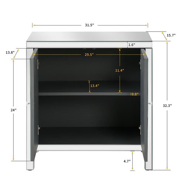 Storage Cabinet with Mirror Trim and M Shape Design Spliced Combination For Living Room, Dining Room, Entryway, Kitchen