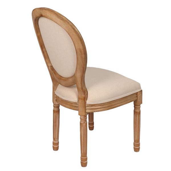 French Country Dining Chairs with Round Back Set of 2, Upholstered, Solid Wood Legs, Side Chairs for Living Room, Wedding Event- Cream