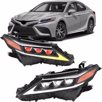 Headlight Assembly Fit For 8th Gen 2018 2019 2020 2021 2022 2023 Toyota Camry SE LE XSE XLE TRD, Driver and Passenger Side Full LED HeadLamp