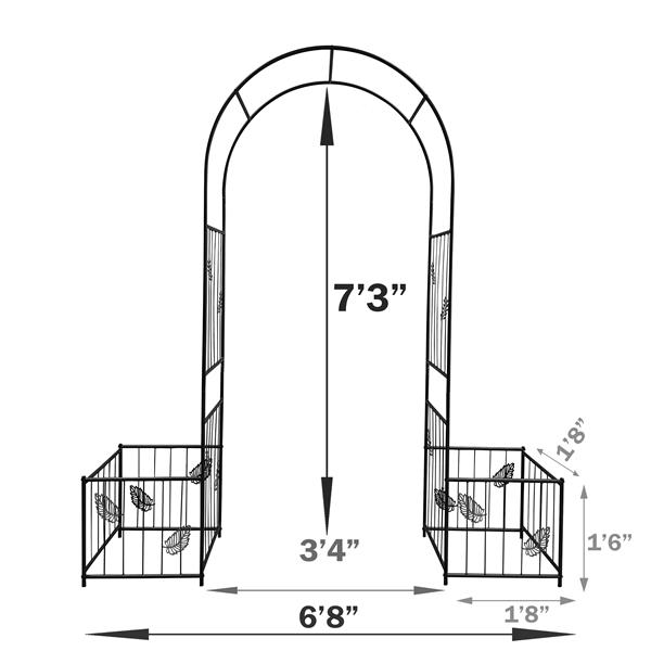 Metal Garden Arch Garden Arbor Trellis Climbing Plants Support Arch Outdoor Arch Wedding Arch Party Events Archway Black