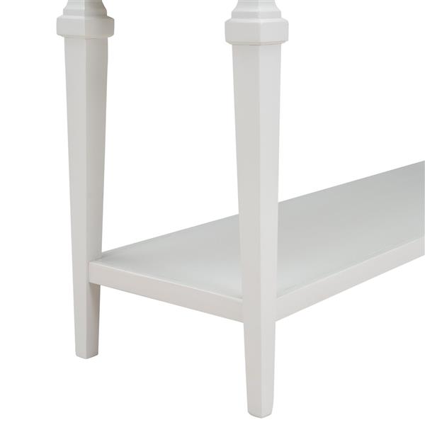 Classic Retro Style Console Table with Three Top Drawers and Open Style Bottom Shelf, Easy Assembly (Antique White)