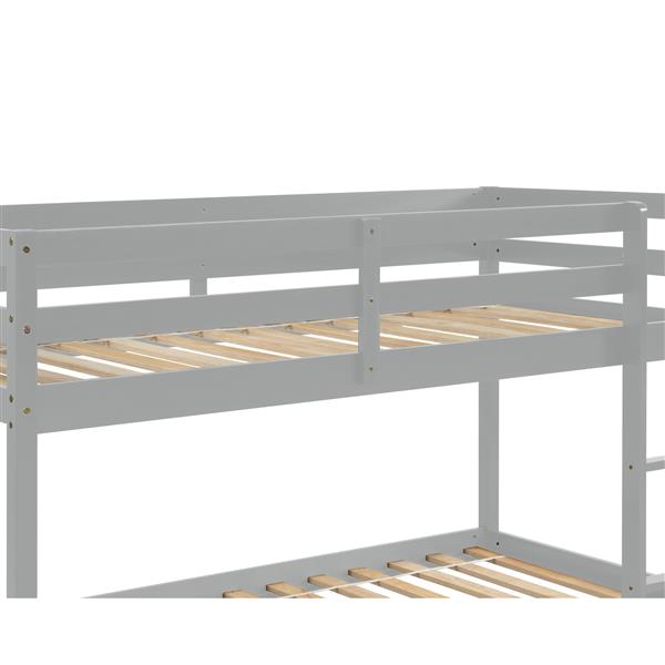 Twin over Twin Floor Bunk Bed,Grey