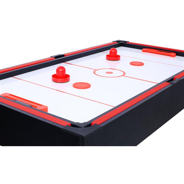 5-in-1 Multi-Game Table - Billiards, Push Hockey, Foosball, Ping Pong, and Basketball black/red