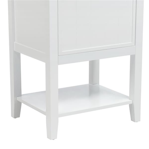 20" Bathroom Vanity with Sink, Bathroom Cabinet with Soft Closing Door, Storage Rack and Open Shelf, White