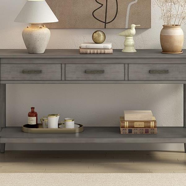 Contemporary 3-Drawer Console Table with 1 Shelf, Entrance Table for Entryway, Hallway, Living Room, Foyer, Corridor