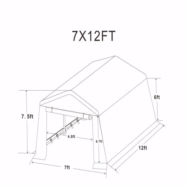 7x12ft Outdoor Portable Gazebo Storage Shelter Shed with 2 Roll up Zipper Doors & Vents Carport for Motorcycle Waterproof and UV Resistant Anti-Snow Portable Garage Kit Tent, Sand