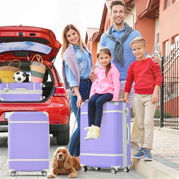 24 IN Luggage 1 Piece with TSA lock , Expandable Lightweight Suitcase Spinner Wheels, Vintage Luggage,Purple