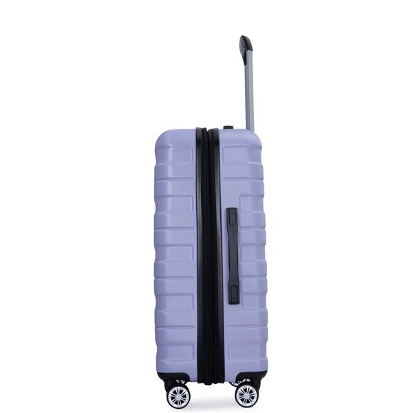 3 Piece Luggage Sets PC Lightweight & Durable Expandable Suitcase with Two Hooks, Double Spinner Wheels, TSA Lock, (21/25/29) Light Purple